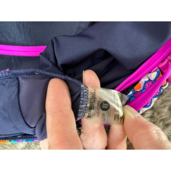 Ysabel Mora Women One Piece Pink Blue Geometric Design Swimsuit Swim Wear SZ 16 - Picture 4 of 7